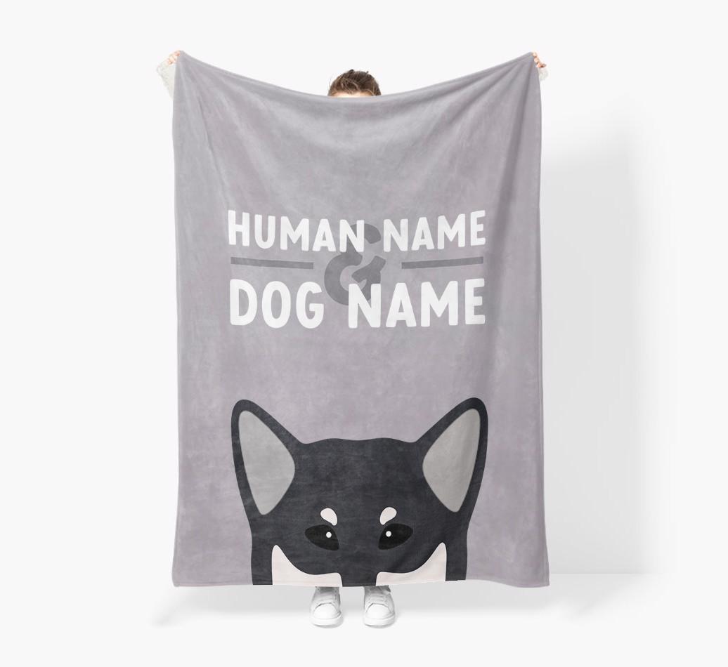 Human & Dog Name: Personalized {breedFullName} Premium Sherpa Fleece Blanket