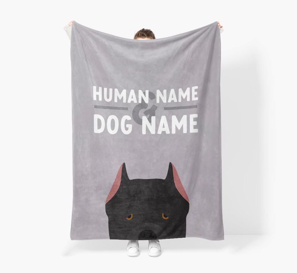 Human & Dog Name: Personalized {breedFullName} Premium Sherpa Fleece Blanket