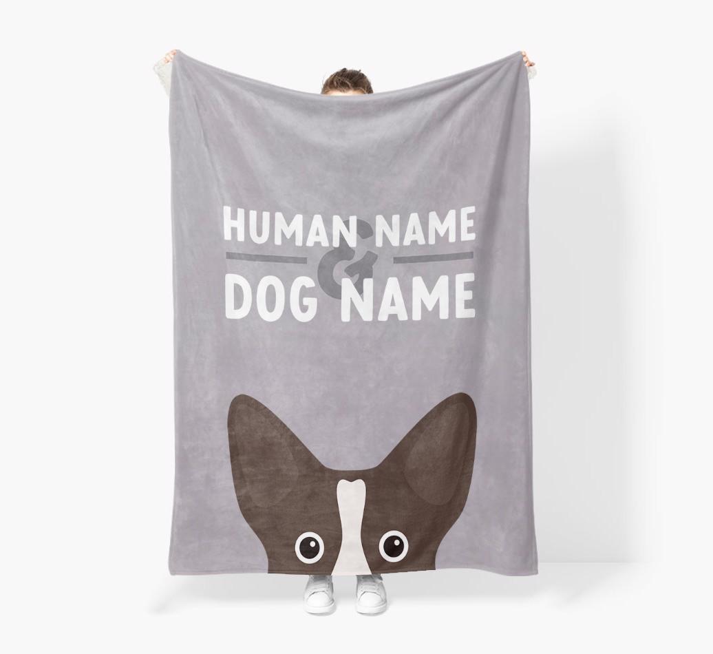 Human & Dog Name: Personalized {breedFullName} Premium Sherpa Fleece Blanket