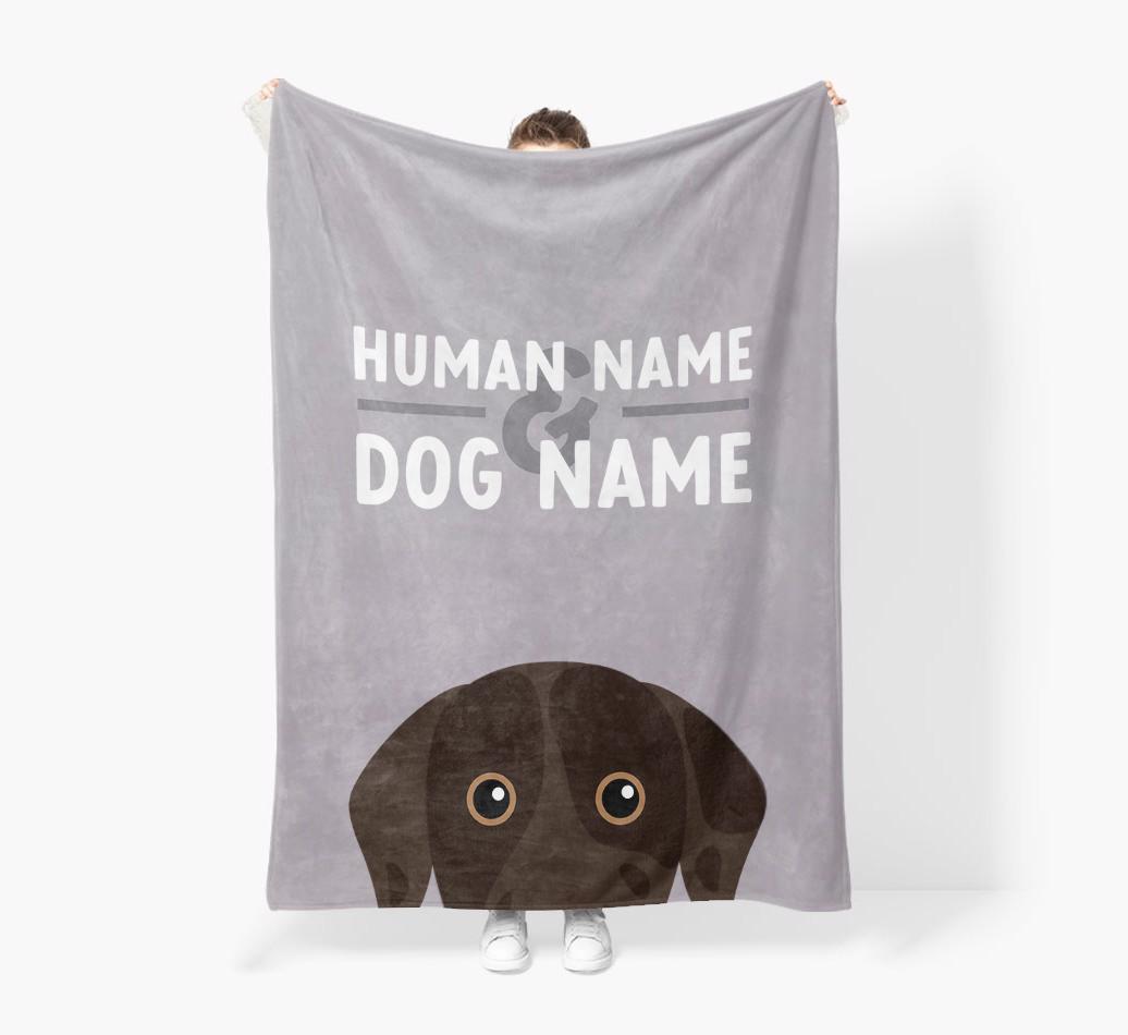 Human & Dog Name: Personalized {breedFullName} Premium Sherpa Fleece Blanket