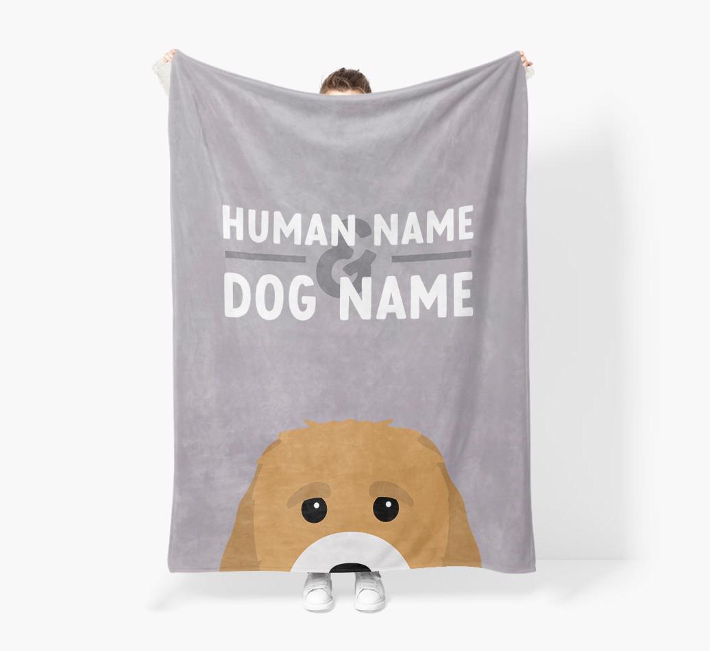 Human & Dog Name: Personalized {breedFullName} Premium Sherpa Fleece Blanket
