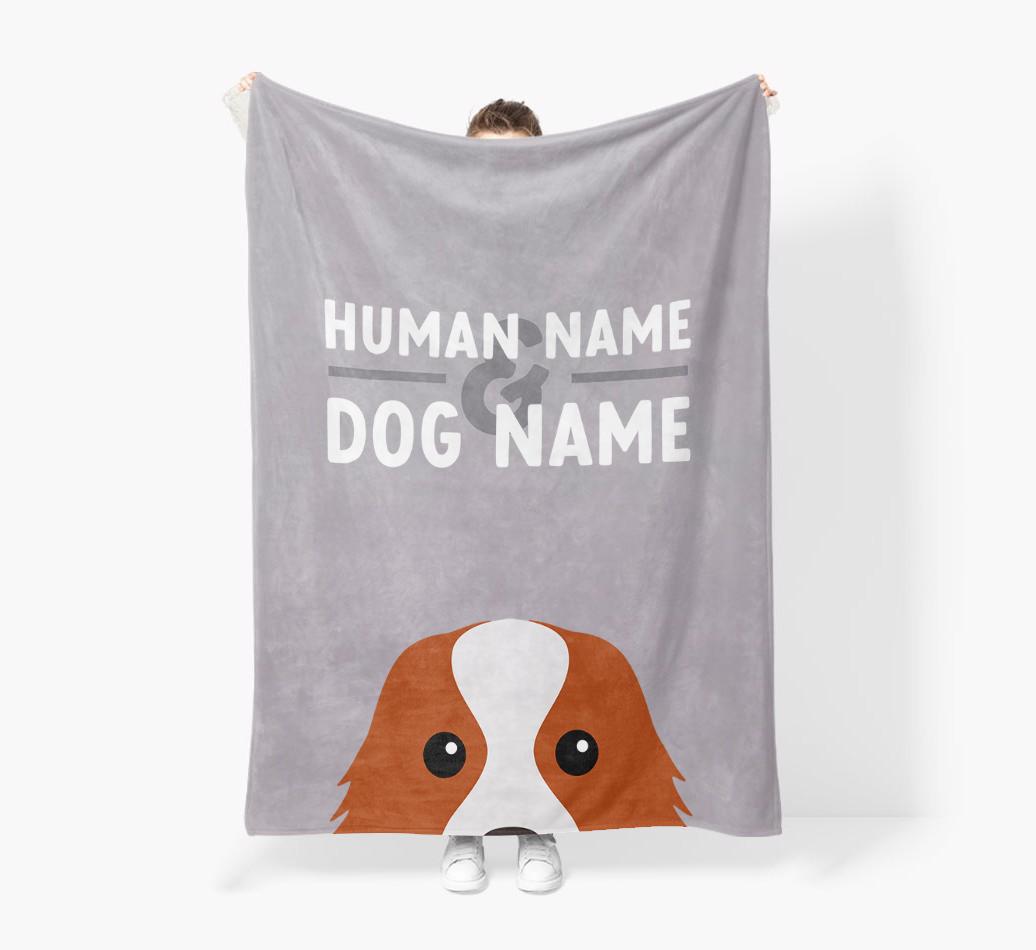 Human & Dog Name: Personalized {breedFullName} Premium Sherpa Fleece Blanket