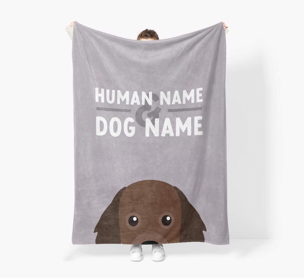 Human & Dog Name: Personalized {breedFullName} Premium Sherpa Fleece Blanket