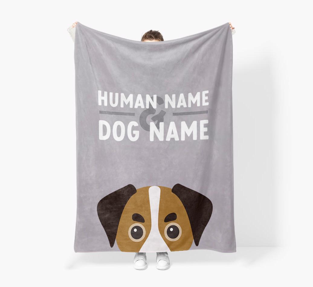 Human & Dog Name: Personalized {breedFullName} Premium Sherpa Fleece Blanket