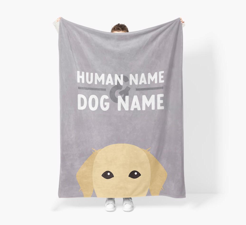 Human & Dog Name: Personalized {breedFullName} Premium Sherpa Fleece Blanket