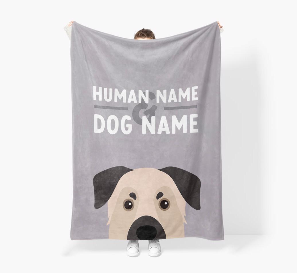 Human & Dog Name: Personalized {breedFullName} Premium Sherpa Fleece Blanket