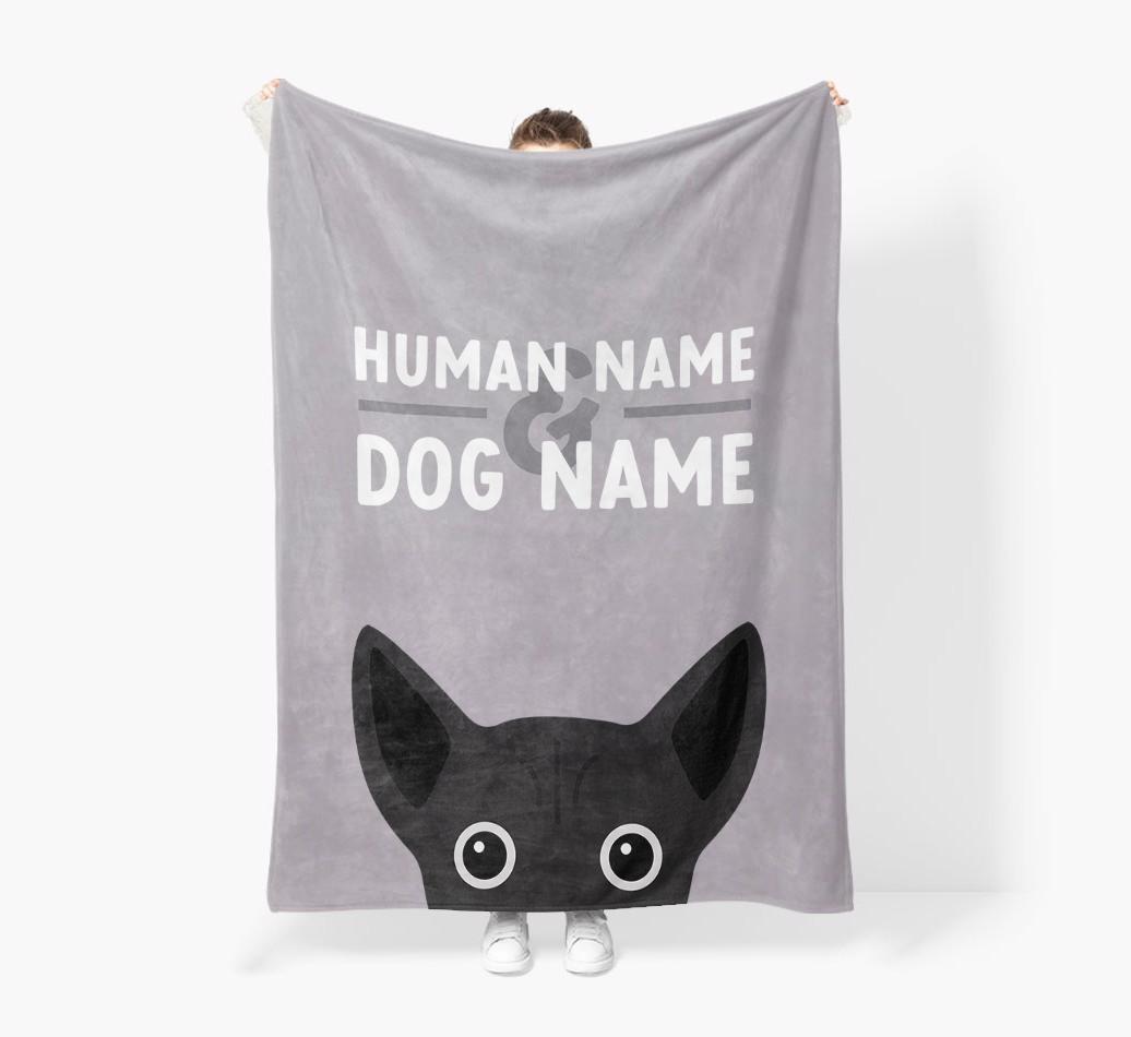 Human & Dog Name: Personalized {breedFullName} Premium Sherpa Fleece Blanket