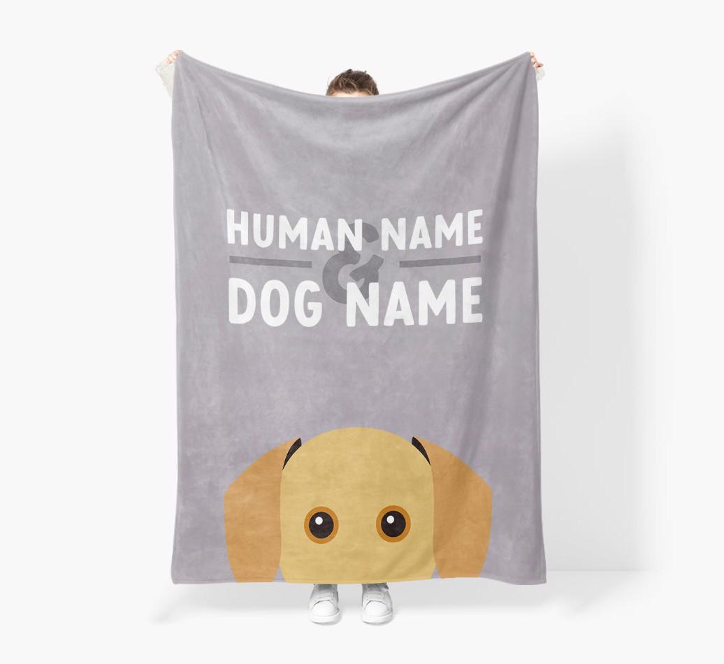 Human & Dog Name: Personalized {breedFullName} Premium Sherpa Fleece Blanket