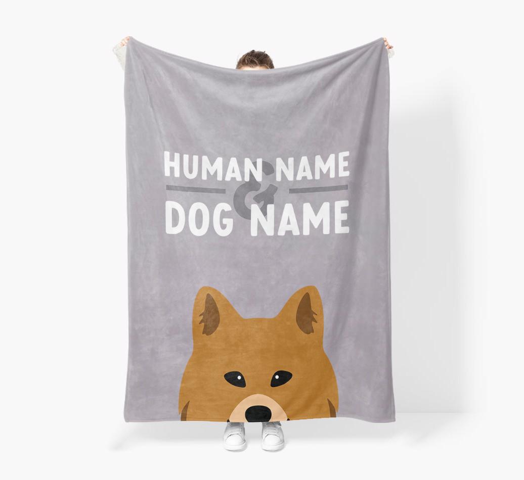 Human & Dog Name: Personalized {breedFullName} Premium Sherpa Fleece Blanket