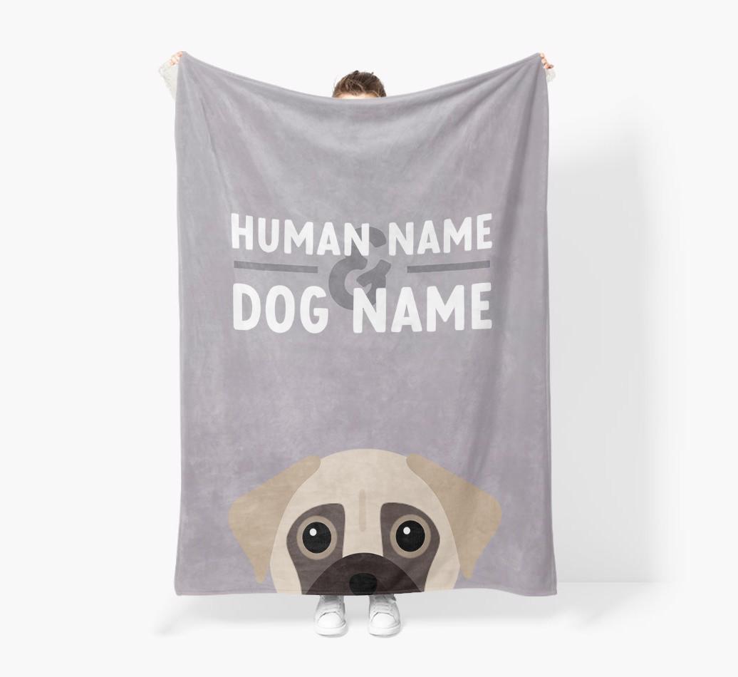 Human & Dog Name: Personalized {breedFullName} Premium Sherpa Fleece Blanket