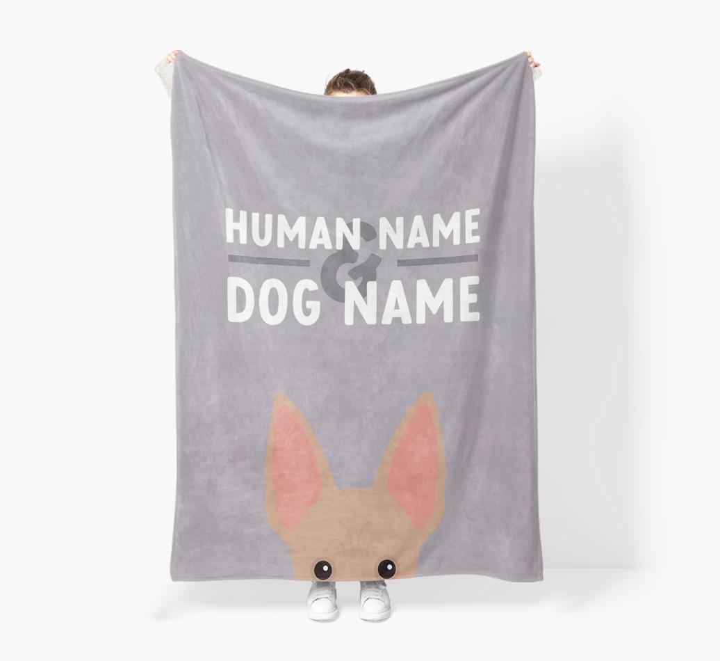 Human & Dog Name: Personalized {breedFullName} Premium Sherpa Fleece Blanket