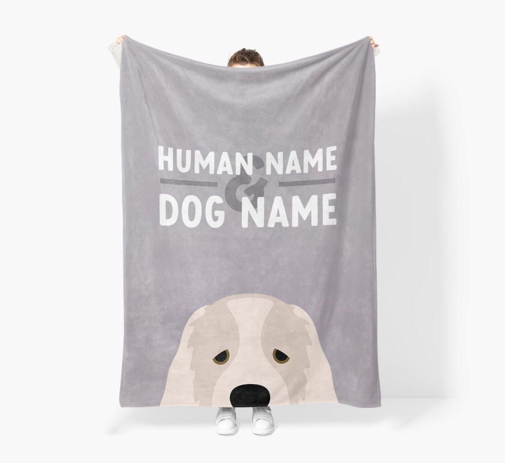 Human & Dog Name: Personalized {breedFullName} Premium Sherpa Fleece Blanket