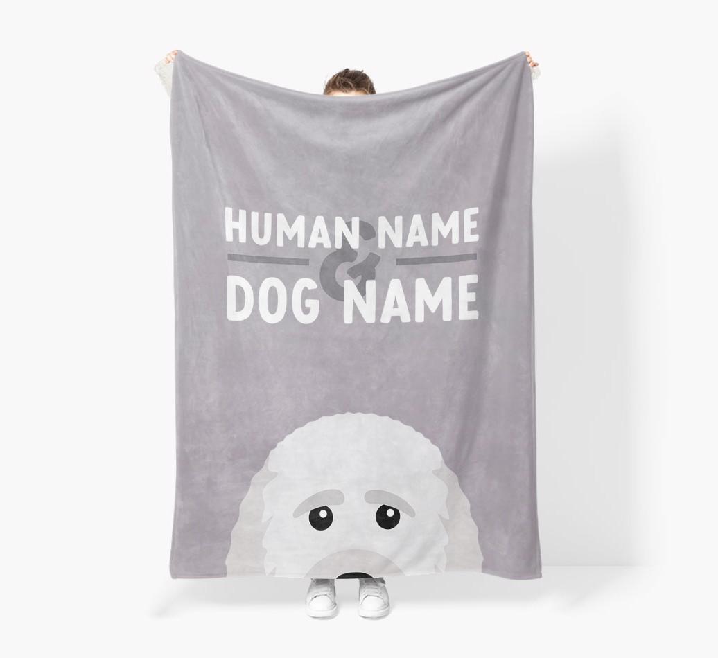 Human & Dog Name: Personalized {breedFullName} Premium Sherpa Fleece Blanket