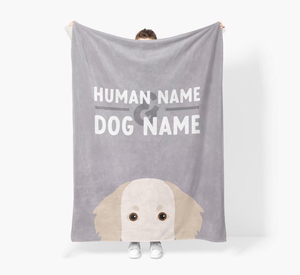 Human & Dog Name: Personalized {breedFullName} Premium Sherpa Fleece Blanket