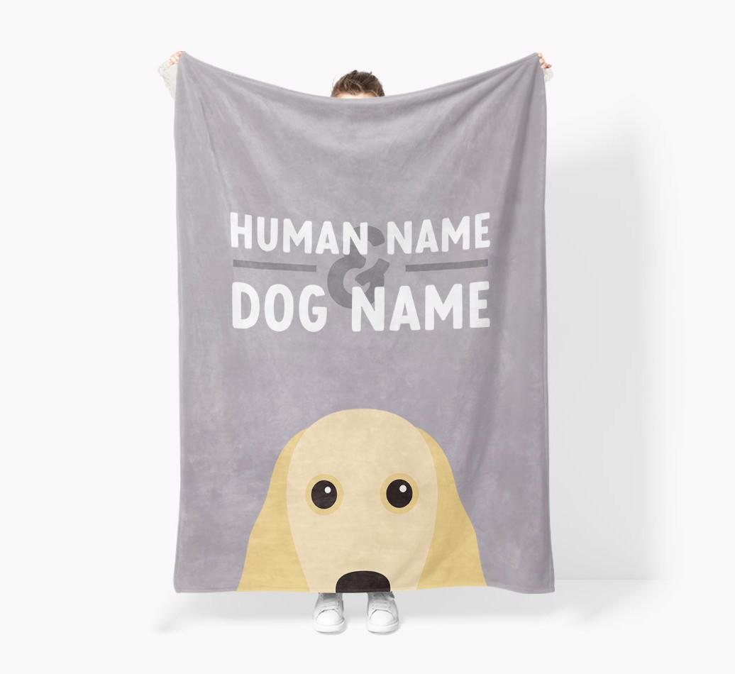 Human & Dog Name: Personalized {breedFullName} Premium Sherpa Fleece Blanket