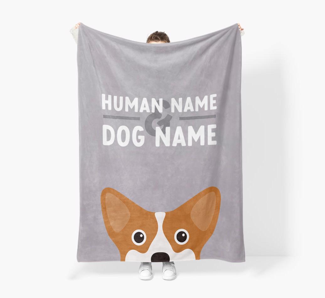 Human & Dog Name: Personalized {breedFullName} Premium Sherpa Fleece Blanket