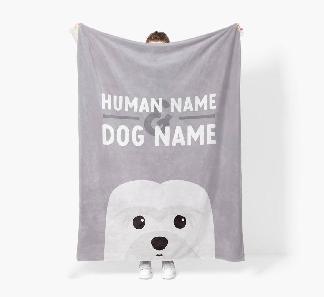 Human & Dog Name: Personalized {breedFullName} Premium Sherpa Fleece Blanket