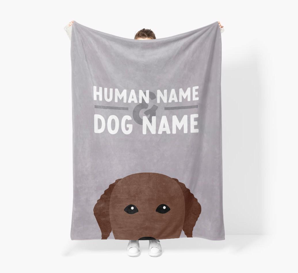 Human & Dog Name: Personalized {breedFullName} Premium Sherpa Fleece Blanket