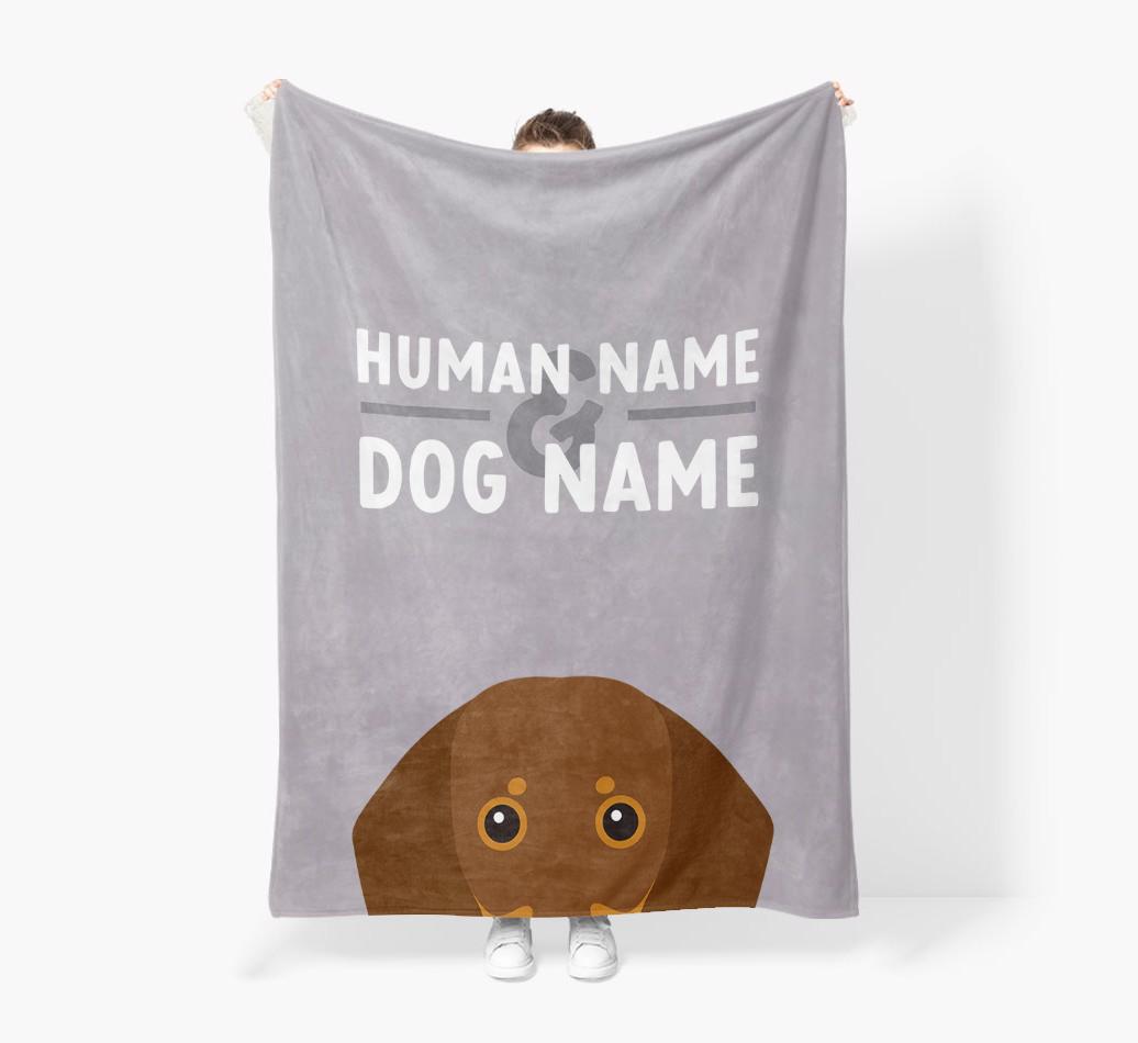 Human & Dog Name: Personalized {breedFullName} Premium Sherpa Fleece Blanket