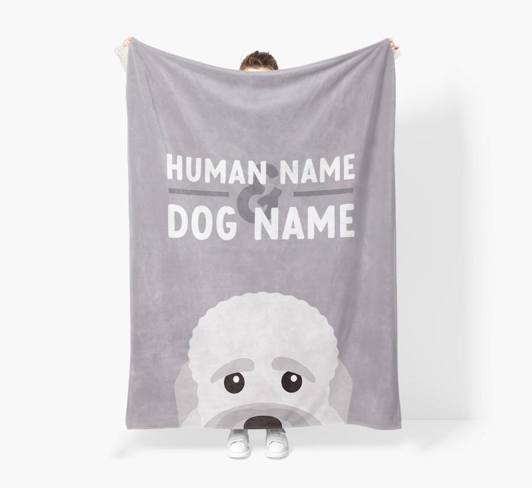 Human & Dog Name: Personalized {breedFullName} Premium Sherpa Fleece Blanket