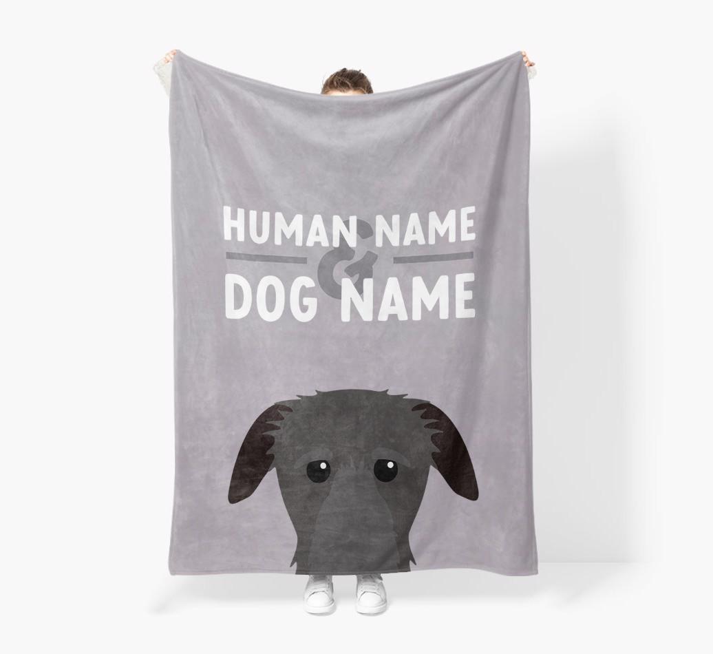 Human & Dog Name: Personalized {breedFullName} Premium Sherpa Fleece Blanket