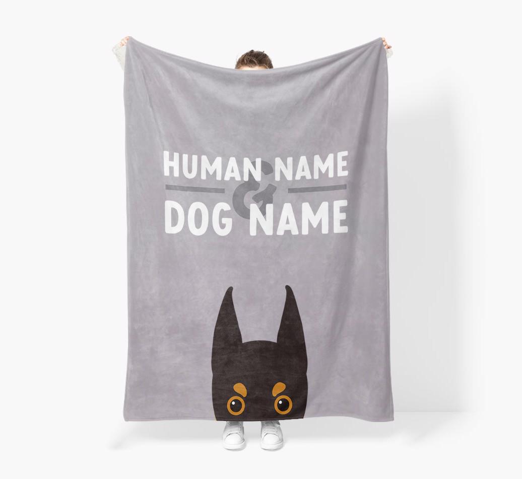 Human & Dog Name: Personalized {breedFullName} Premium Sherpa Fleece Blanket