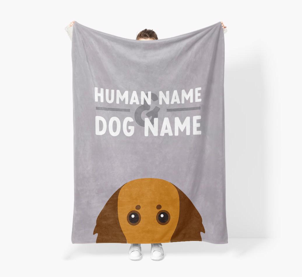 Human & Dog Name: Personalized {breedFullName} Premium Sherpa Fleece Blanket