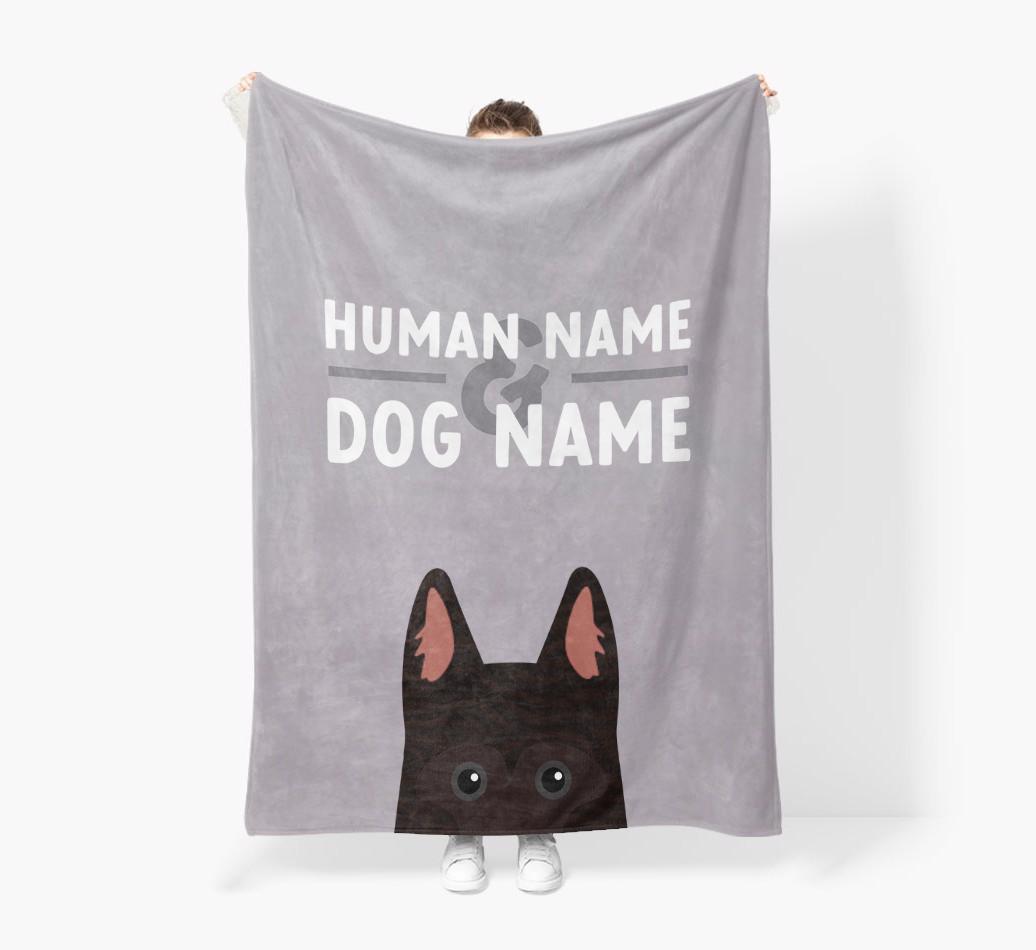Human & Dog Name: Personalized {breedFullName} Premium Sherpa Fleece Blanket