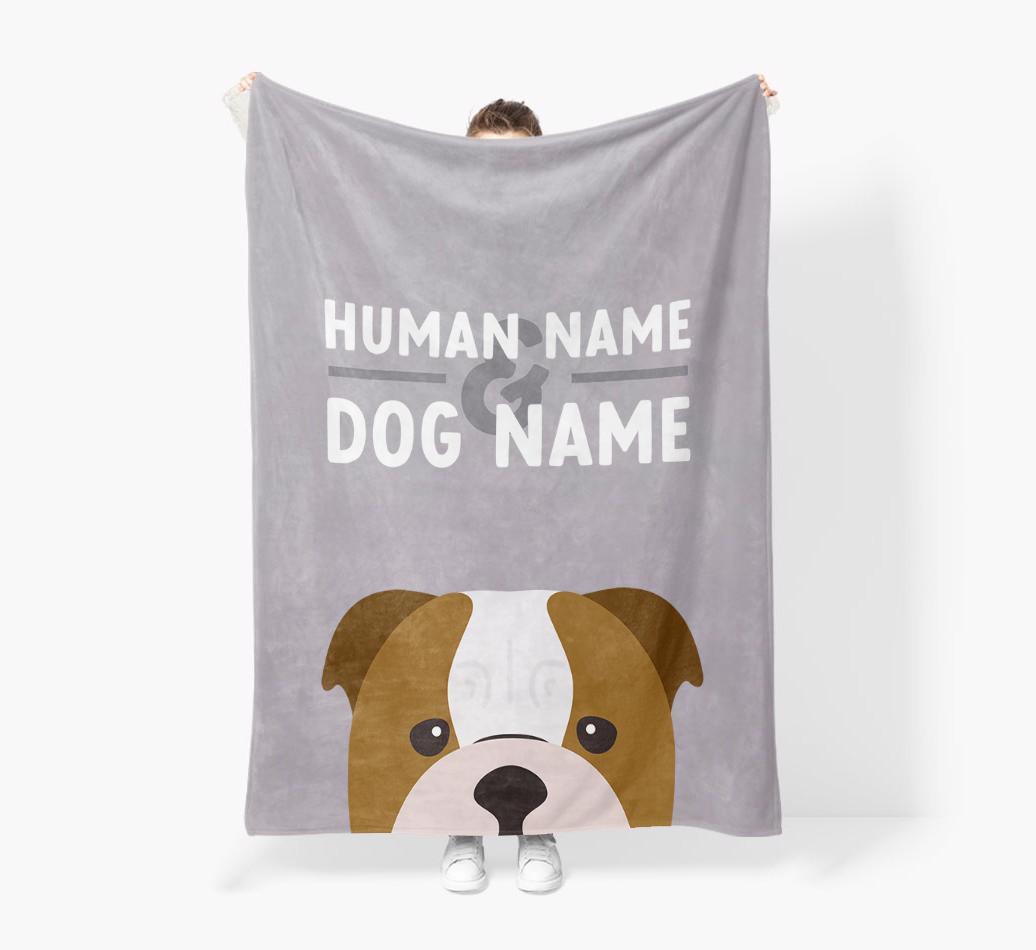 Human & Dog Name: Personalized {breedFullName} Premium Sherpa Fleece Blanket