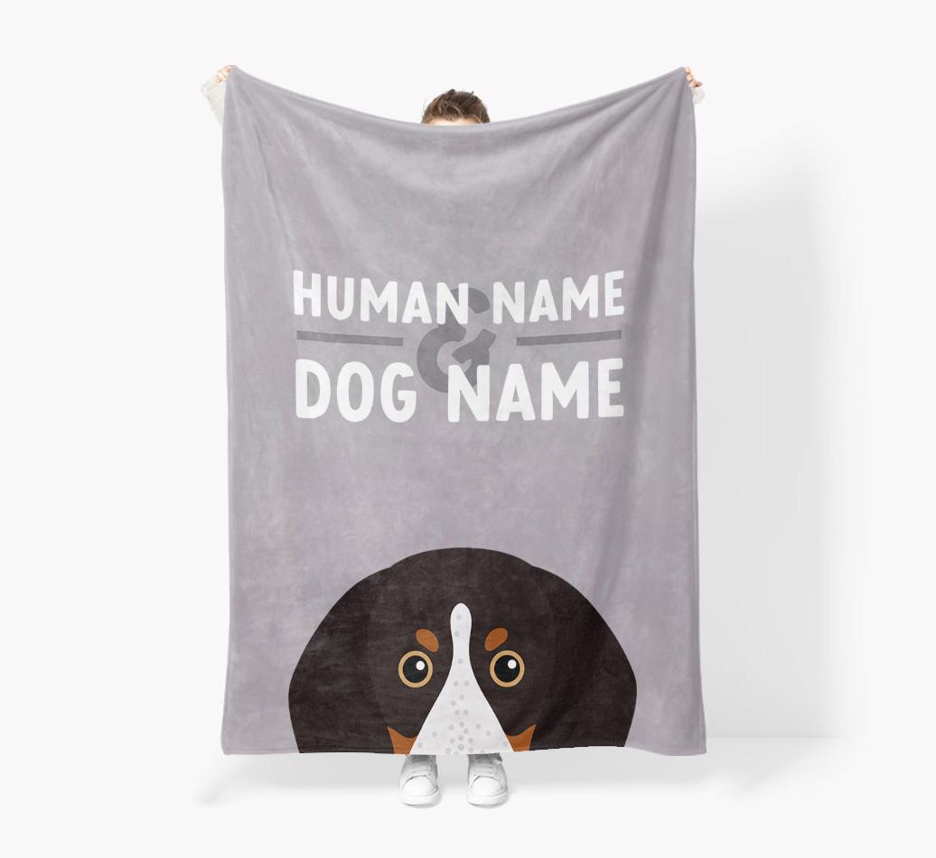 Human & Dog Name: Personalized {breedFullName} Premium Sherpa Fleece Blanket
