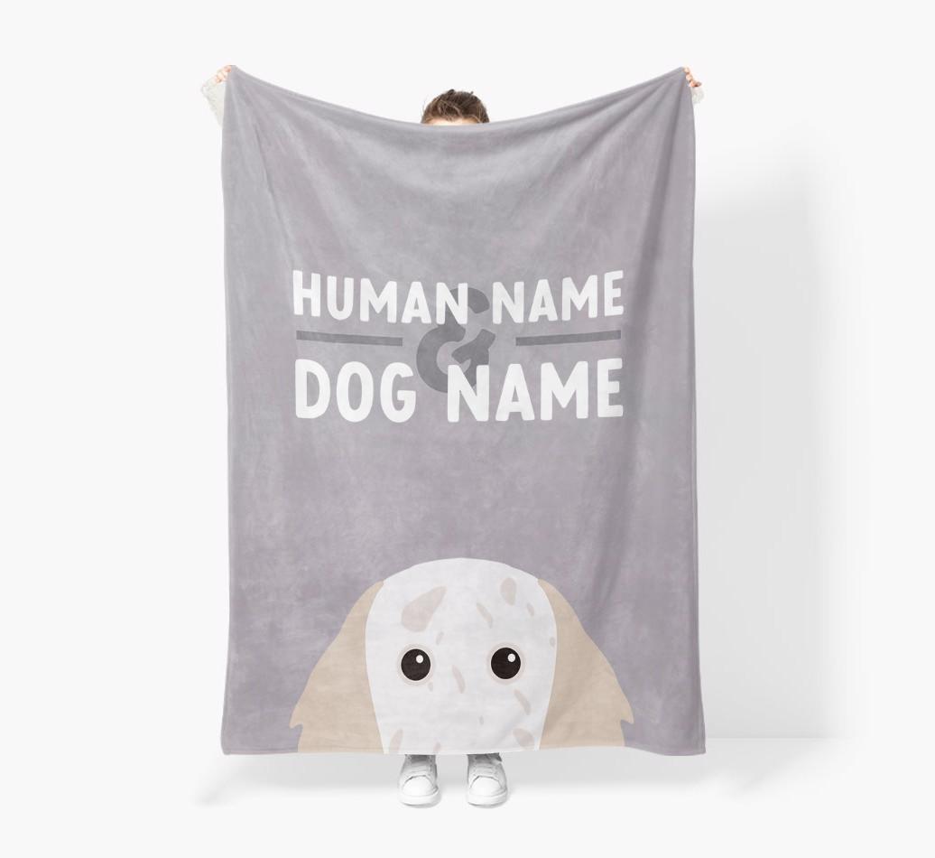 Human & Dog Name: Personalized {breedFullName} Premium Sherpa Fleece Blanket