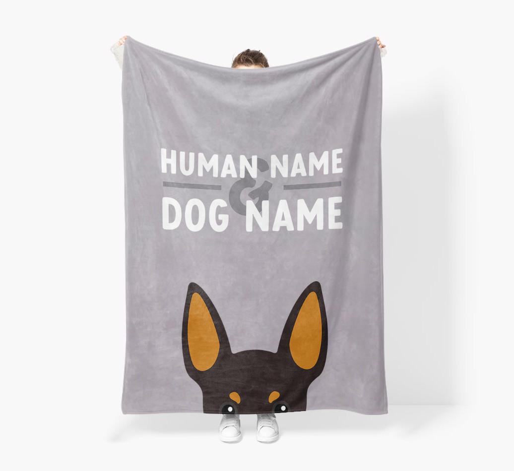 Human & Dog Name: Personalized {breedFullName} Premium Sherpa Fleece Blanket