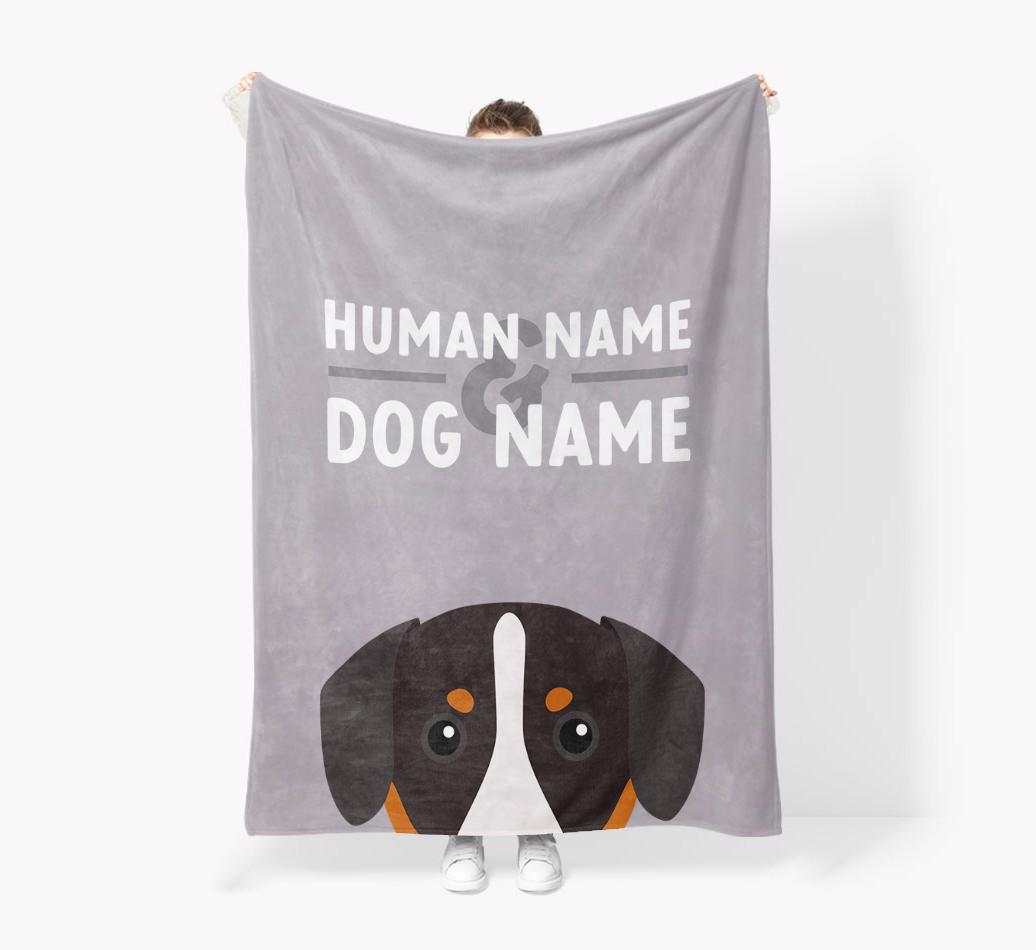 Human & Dog Name: Personalized {breedFullName} Premium Sherpa Fleece Blanket