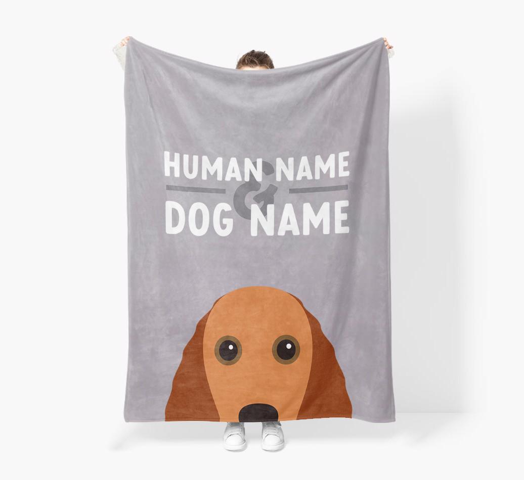 Human & Dog Name: Personalized {breedFullName} Premium Sherpa Fleece Blanket