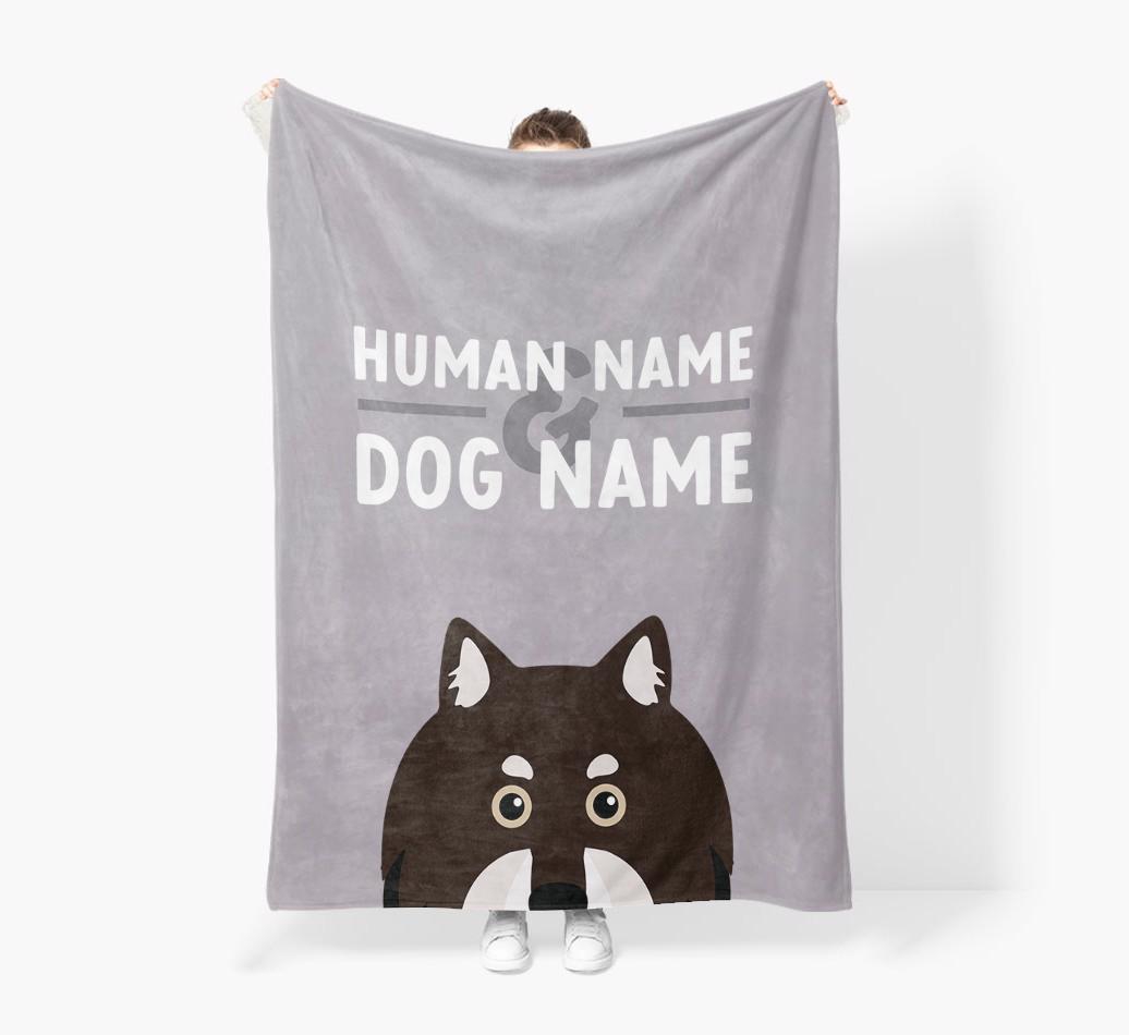 Human & Dog Name: Personalized {breedFullName} Premium Sherpa Fleece Blanket