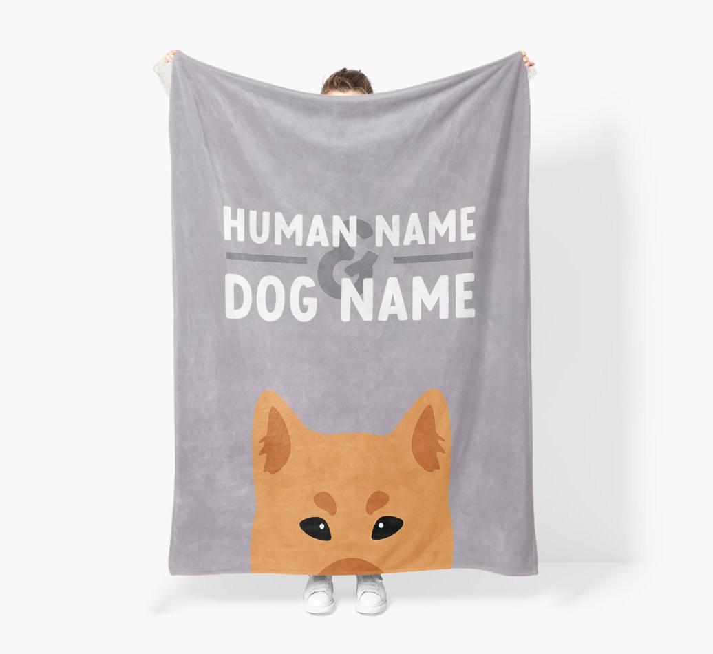 Human & Dog Name: Personalized {breedFullName} Premium Sherpa Fleece Blanket