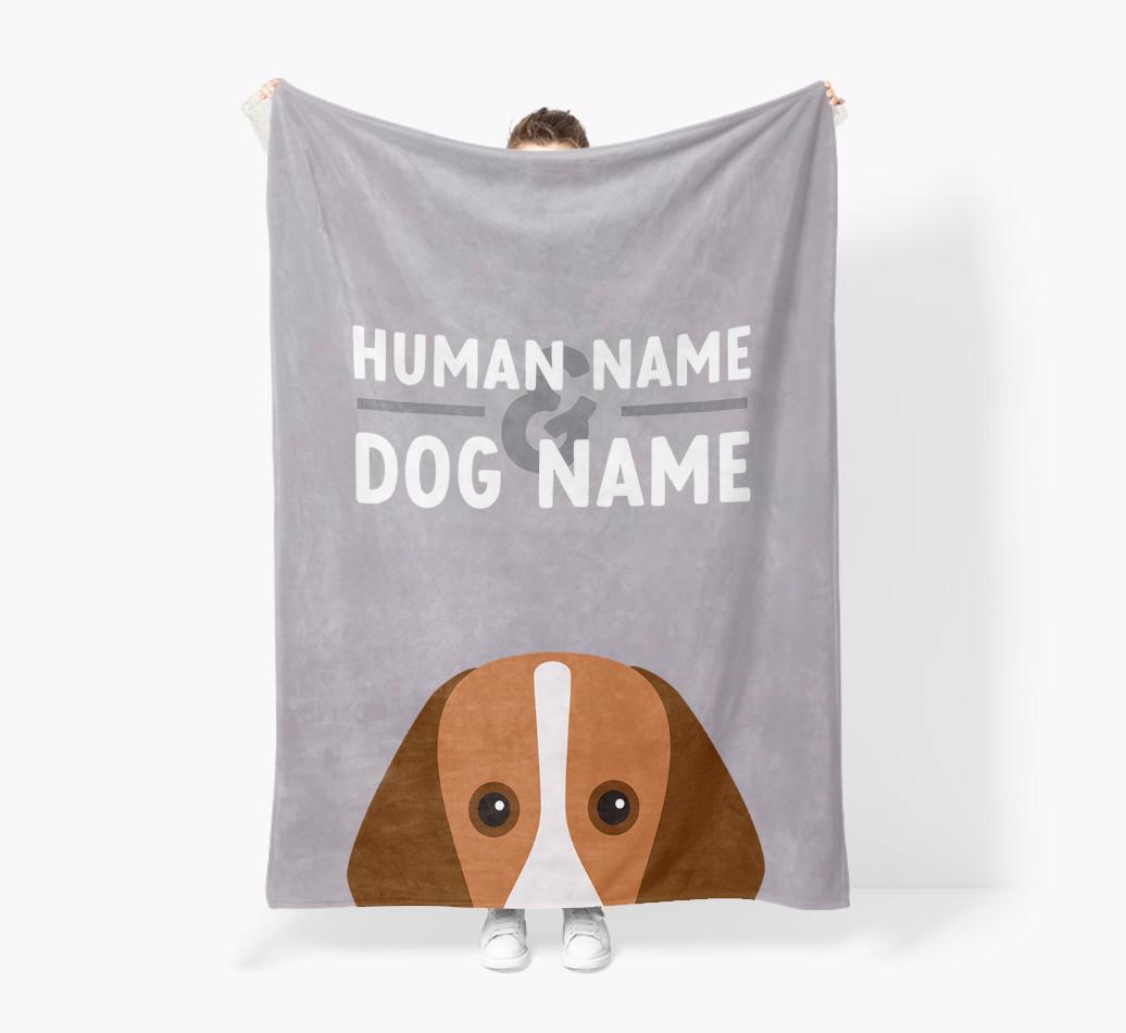 Human & Dog Name: Personalized {breedFullName} Premium Sherpa Fleece Blanket