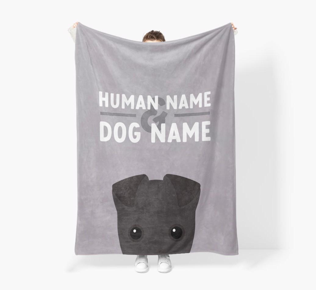 Human & Dog Name: Personalized {breedFullName} Premium Sherpa Fleece Blanket