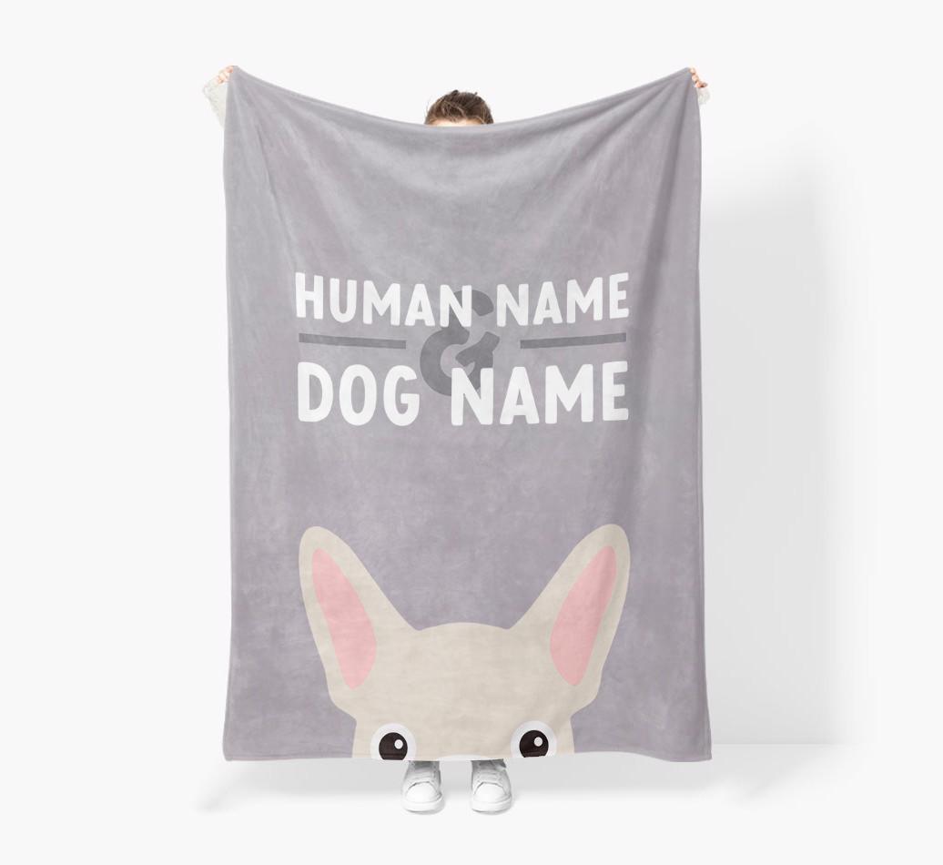 Human & Dog Name: Personalized {breedFullName} Premium Sherpa Fleece Blanket