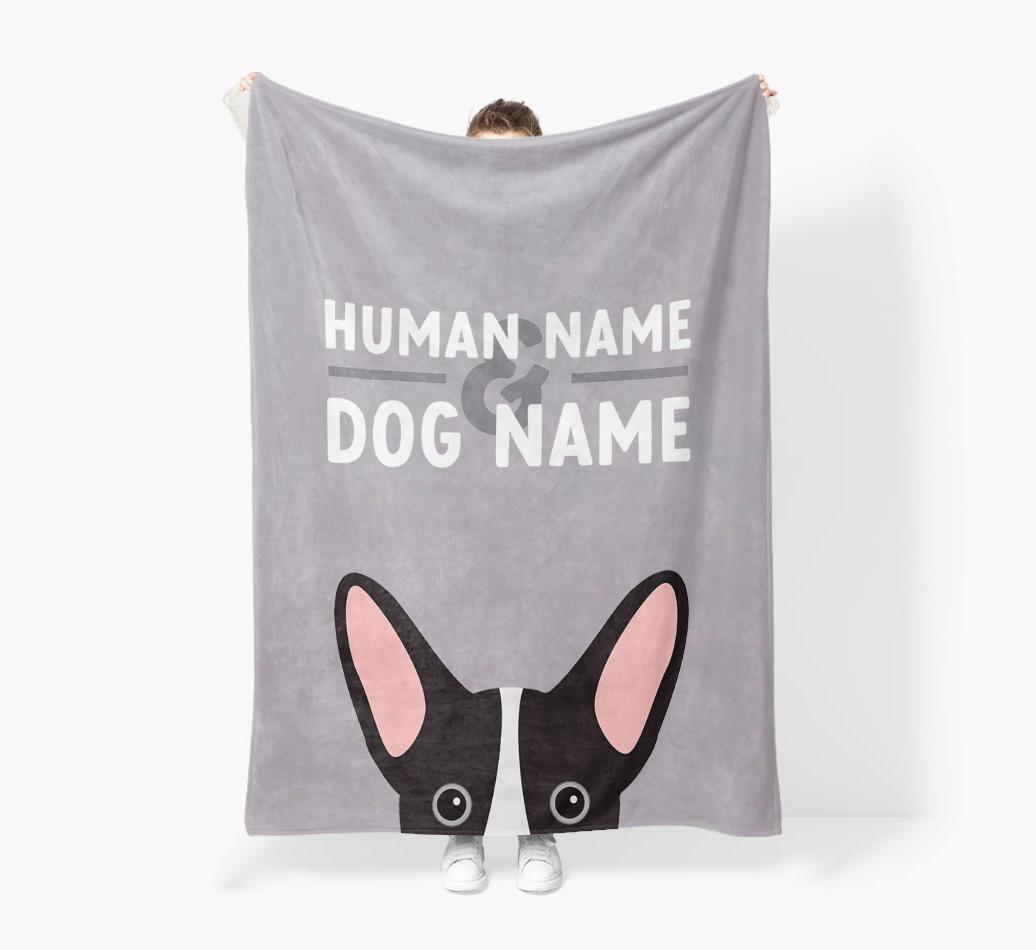 Human & Dog Name: Personalized {breedFullName} Premium Sherpa Fleece Blanket