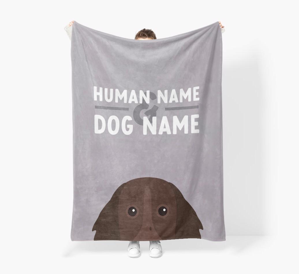 Human & Dog Name: Personalized {breedFullName} Premium Sherpa Fleece Blanket