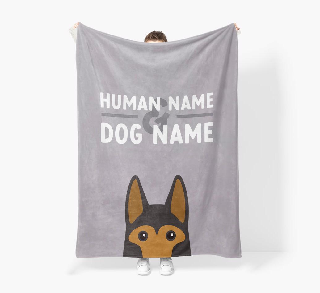 Human & Dog Name: Personalised {breedFullName} Premium Sherpa Fleece Blanket