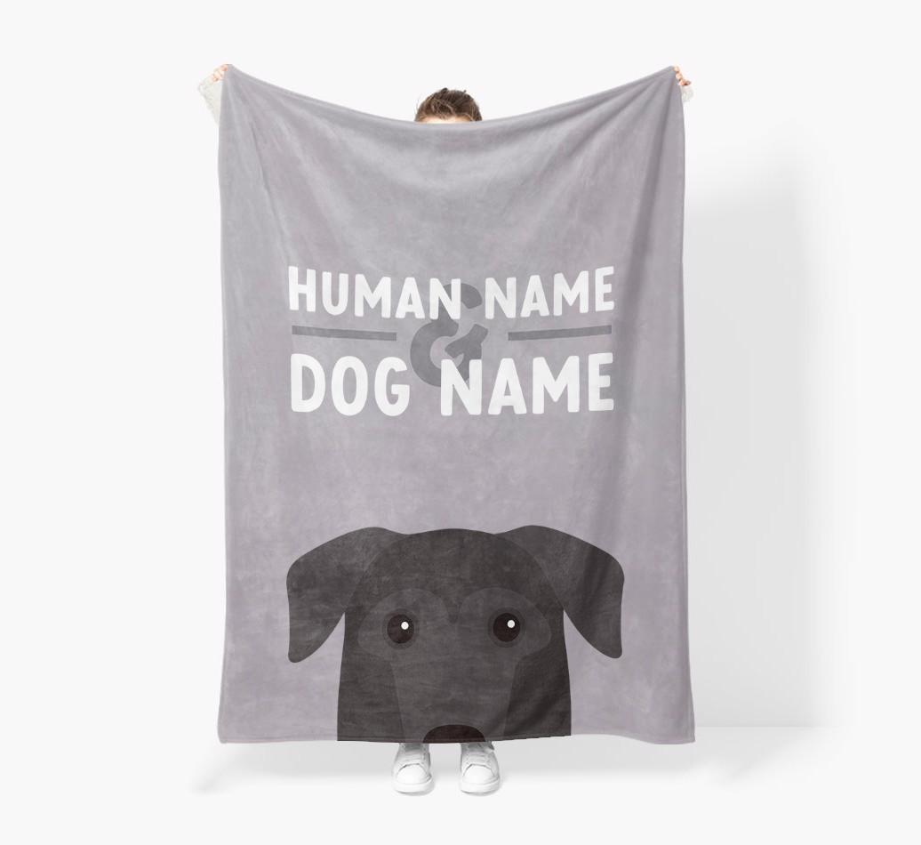Human & Dog Name: Personalized {breedFullName} Premium Sherpa Fleece Blanket