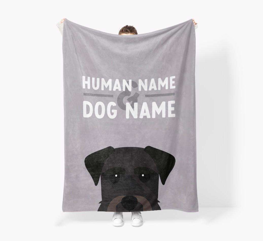 Human & Dog Name: Personalized {breedFullName} Premium Sherpa Fleece Blanket