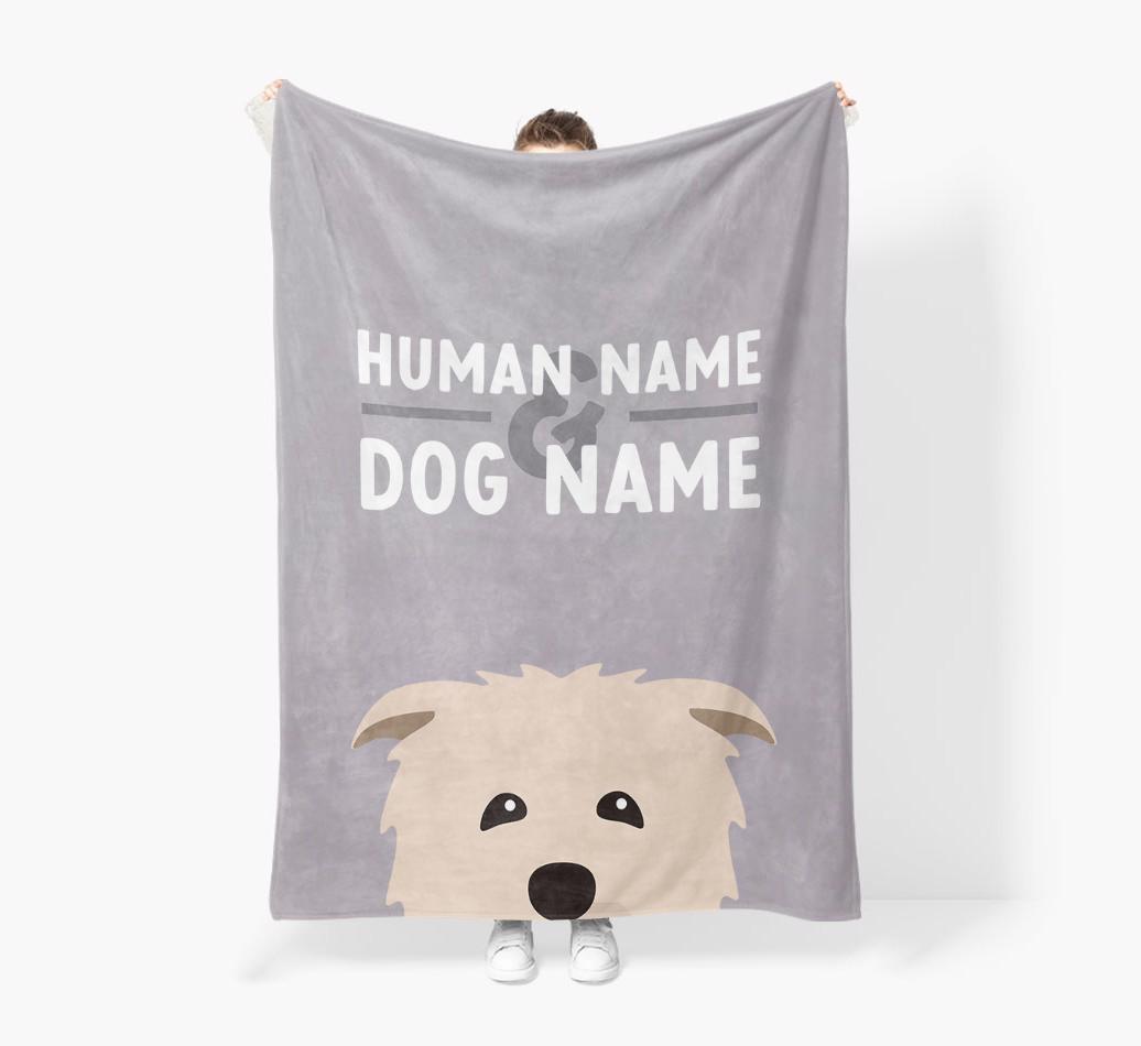 Human & Dog Name: Personalized {breedFullName} Premium Sherpa Fleece Blanket