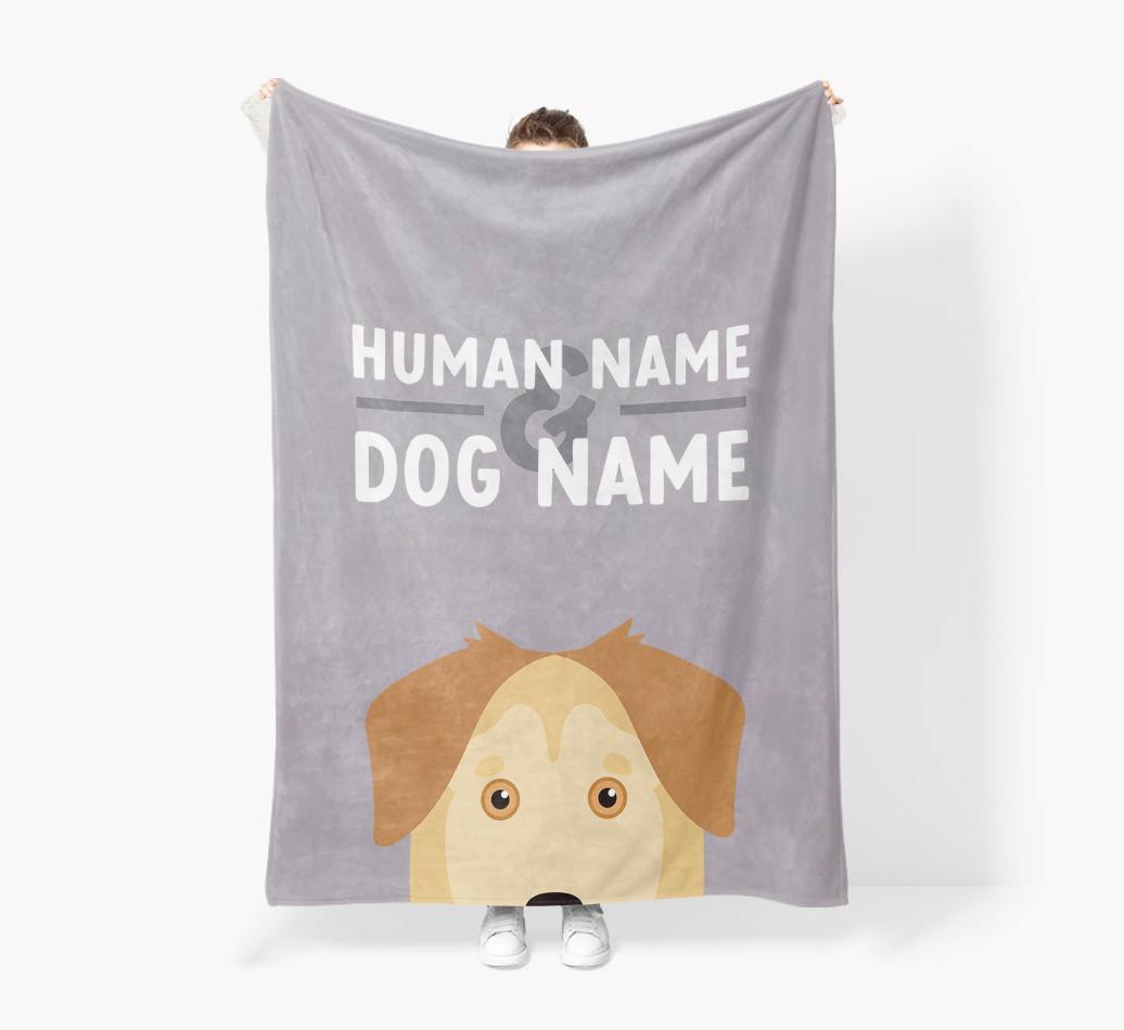 Human & Dog Name: Personalized {breedFullName} Premium Sherpa Fleece Blanket