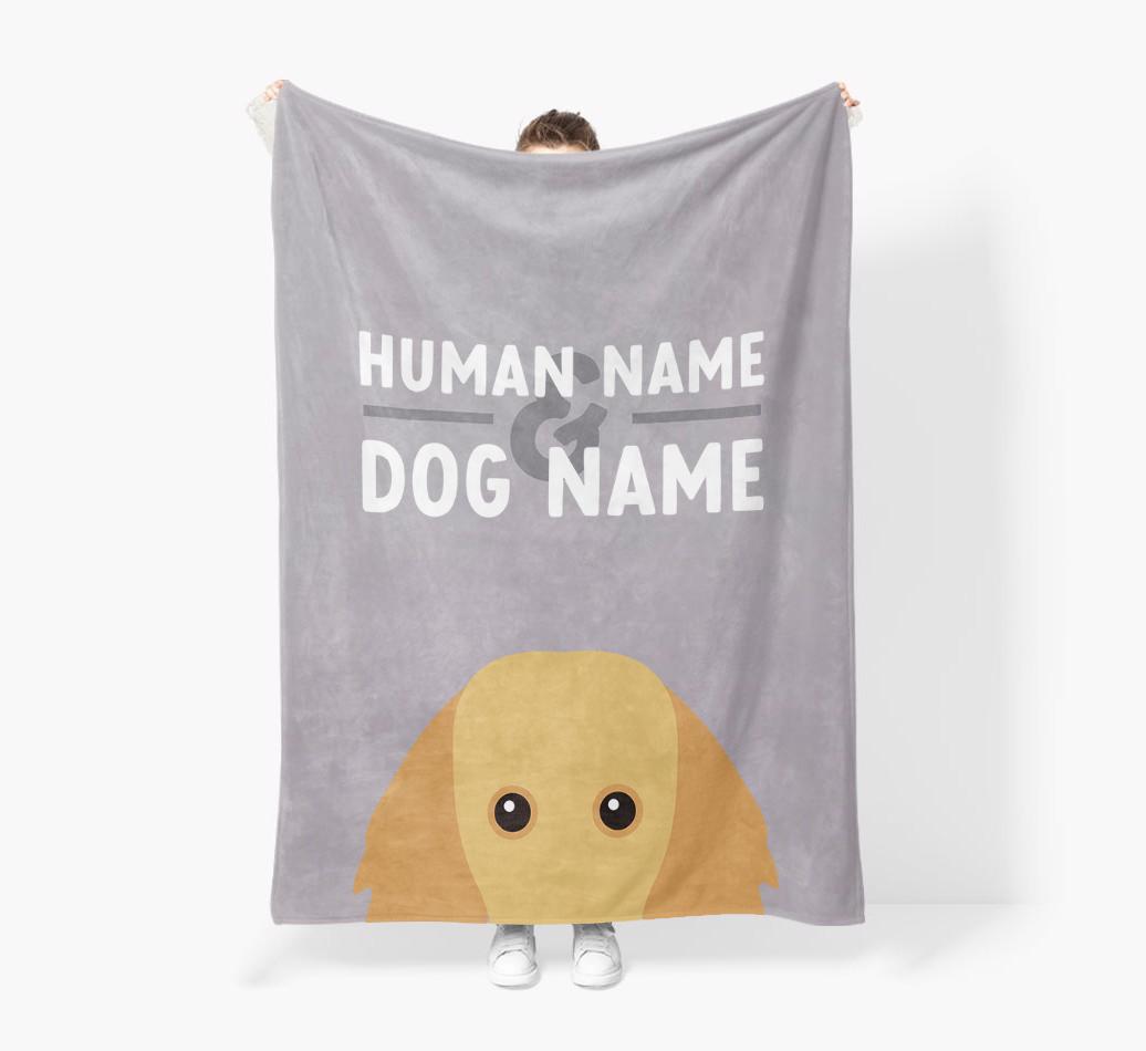 Human & Dog Name: Personalized {breedFullName} Premium Sherpa Fleece Blanket