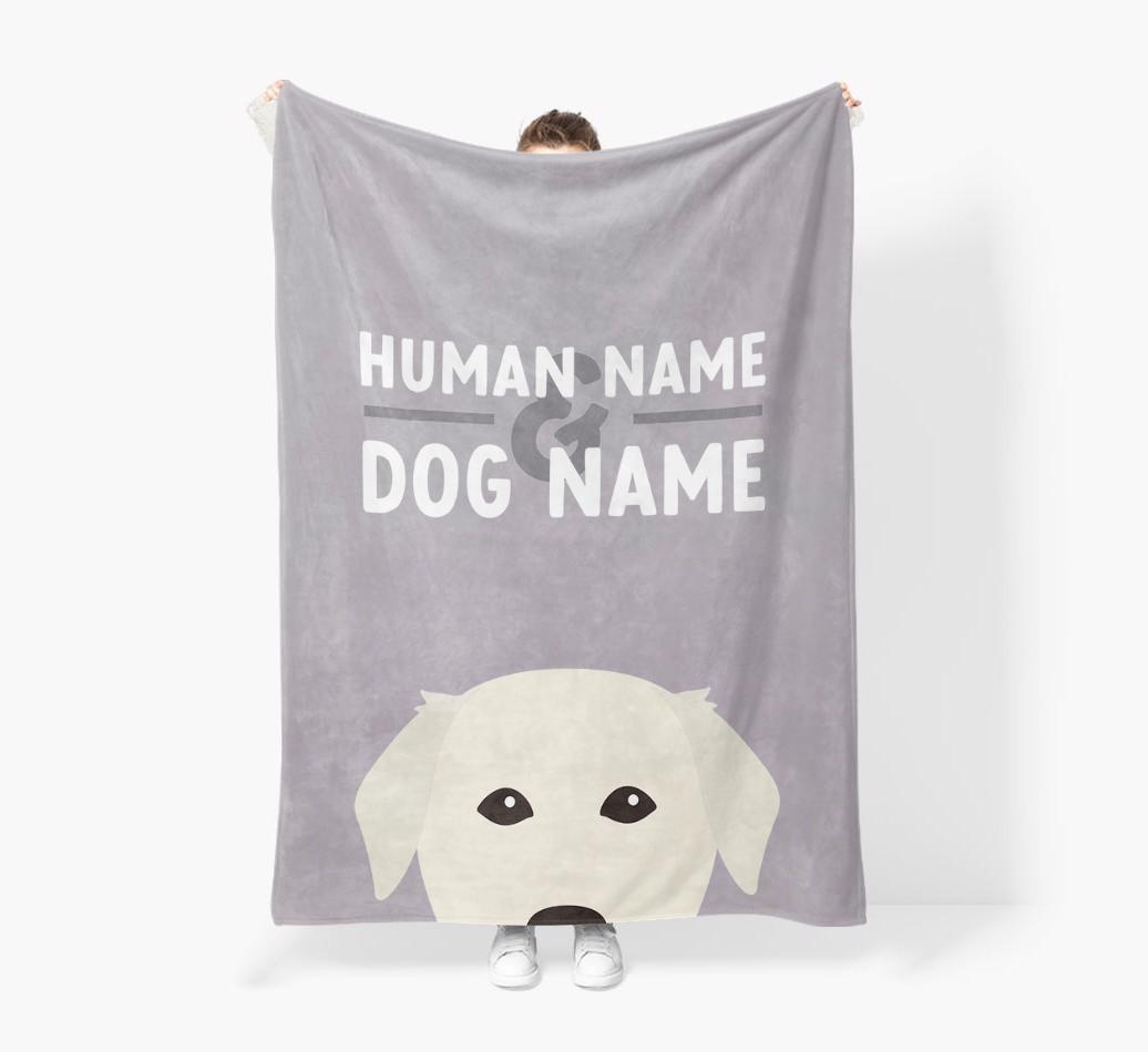 Human & Dog Name: Personalised {breedFullName} Premium Sherpa Fleece Blanket