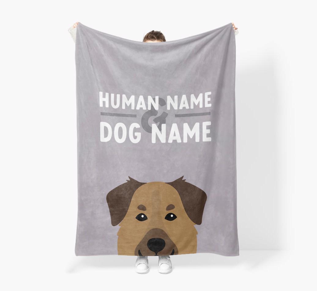 Human & Dog Name: Personalized {breedFullName} Premium Sherpa Fleece Blanket