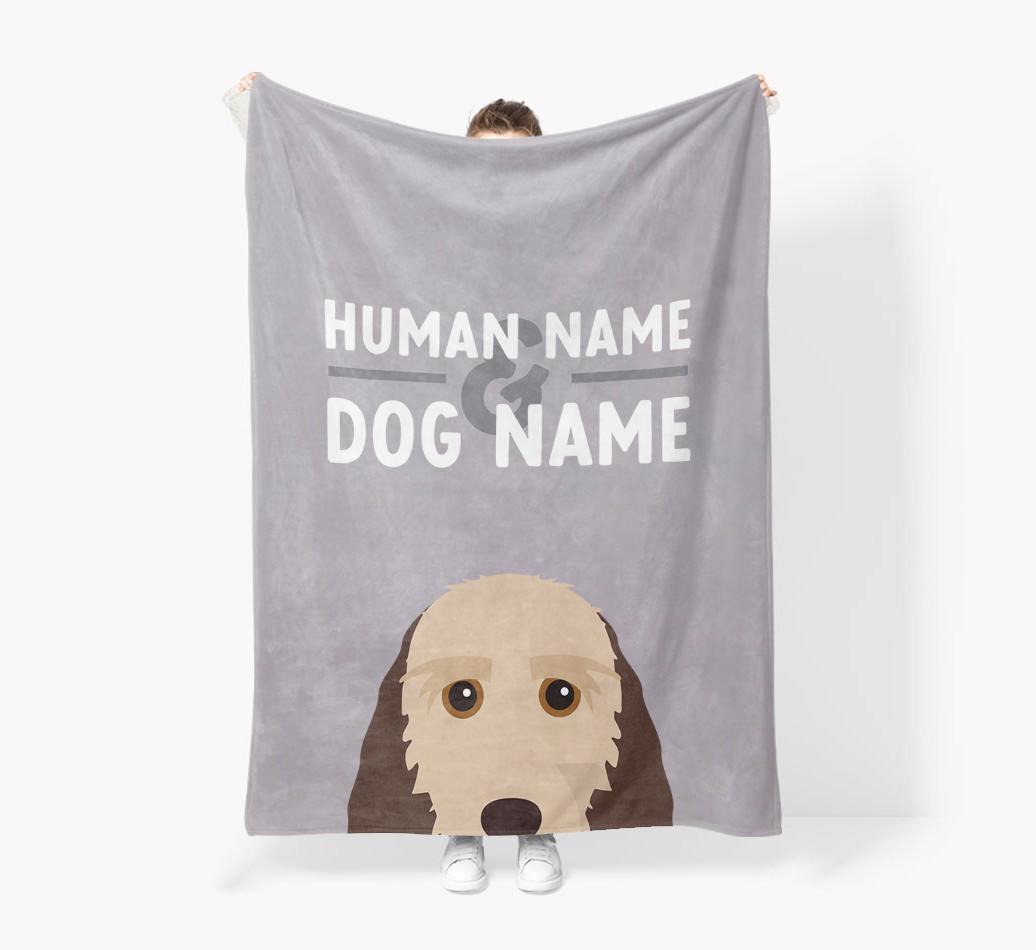 Human & Dog Name: Personalized {breedFullName} Premium Sherpa Fleece Blanket